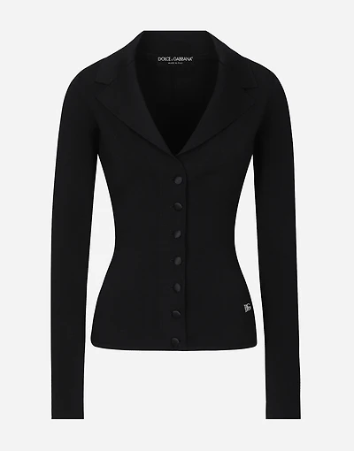 Short stretch viscose knit jacket with DG logo