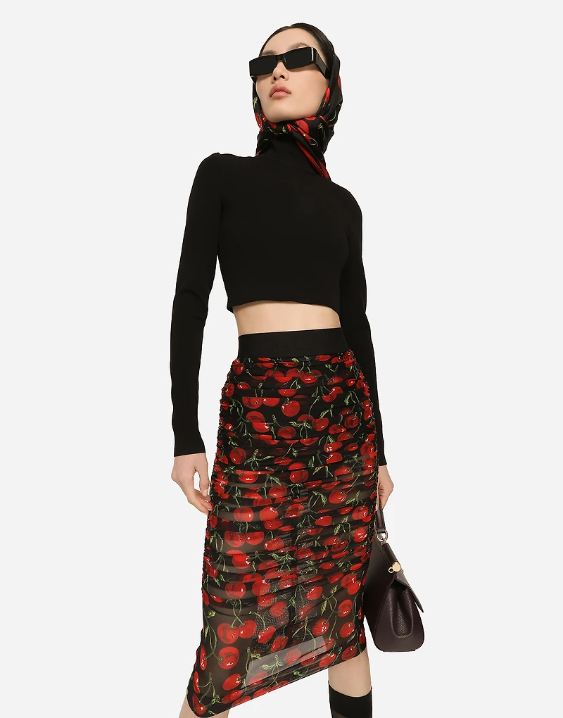 Cropped turtle-neck top