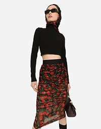 Cropped turtle-neck top