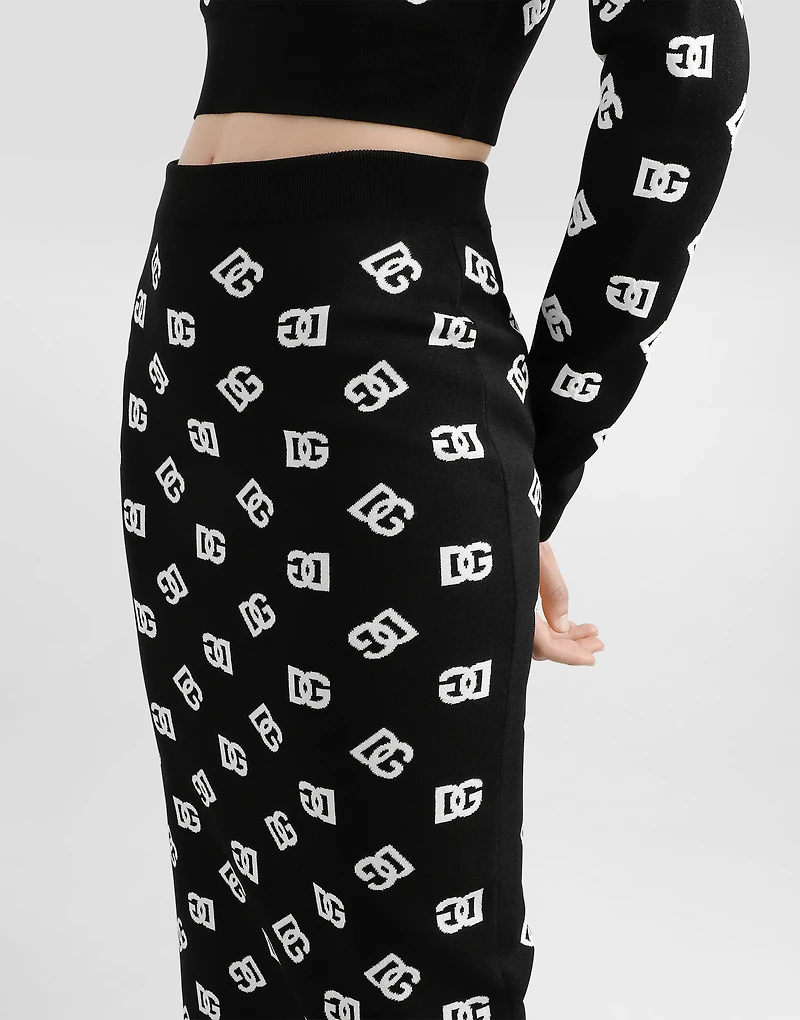 Viscose pencil skirt with jacquard DG logo