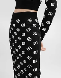 Viscose pencil skirt with jacquard DG logo