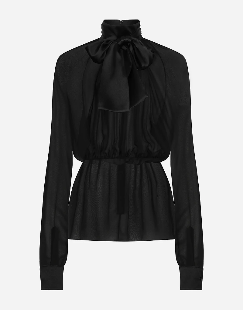 Chiffon pussy-bow blouse