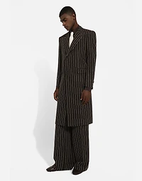 Single-breasted pinstripe wool coat