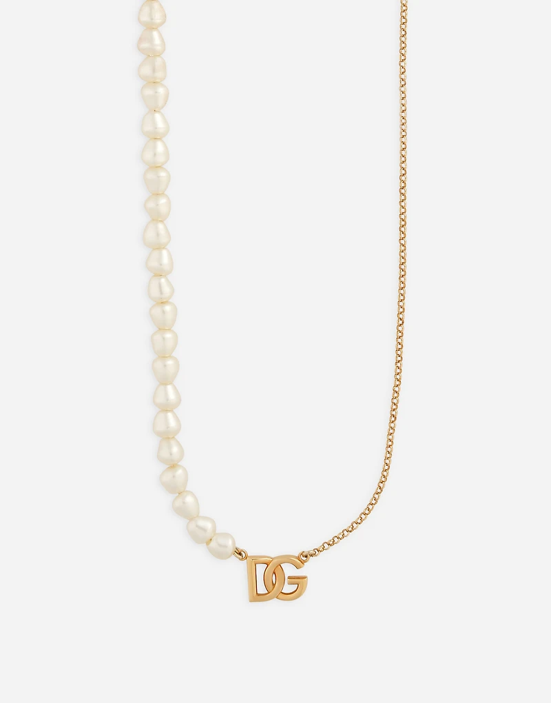 Link necklace with pearls and DG logo
