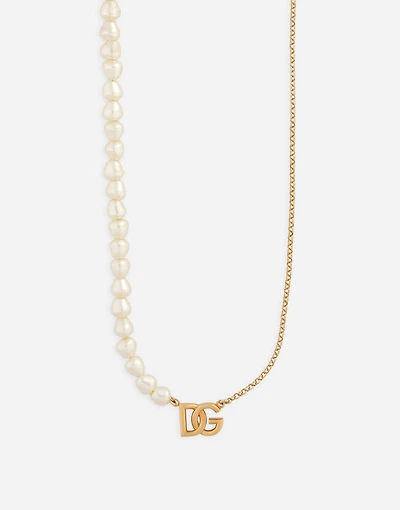 Link necklace with pearls and DG logo
