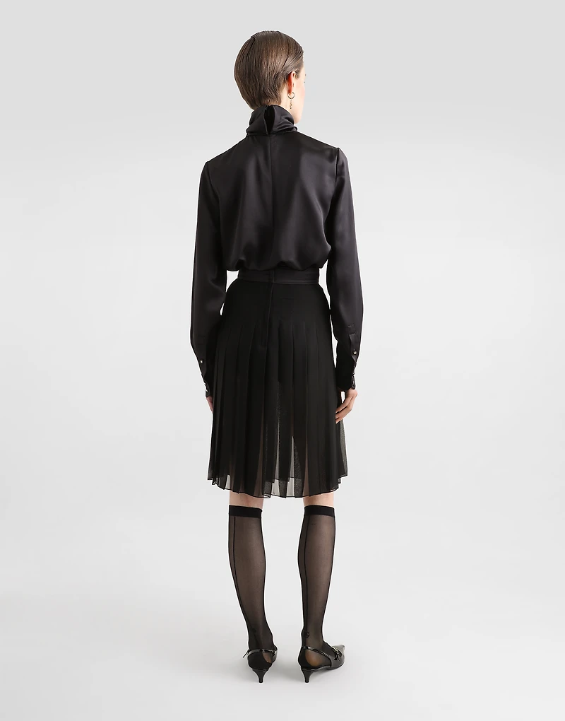 Pleated chiffon midi circle skirt