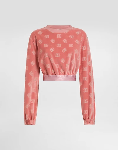 Short chenille jacquard sweatshirt with DG logo