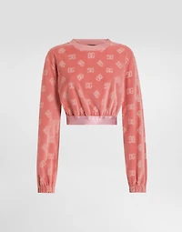 Short chenille jacquard sweatshirt with DG logo