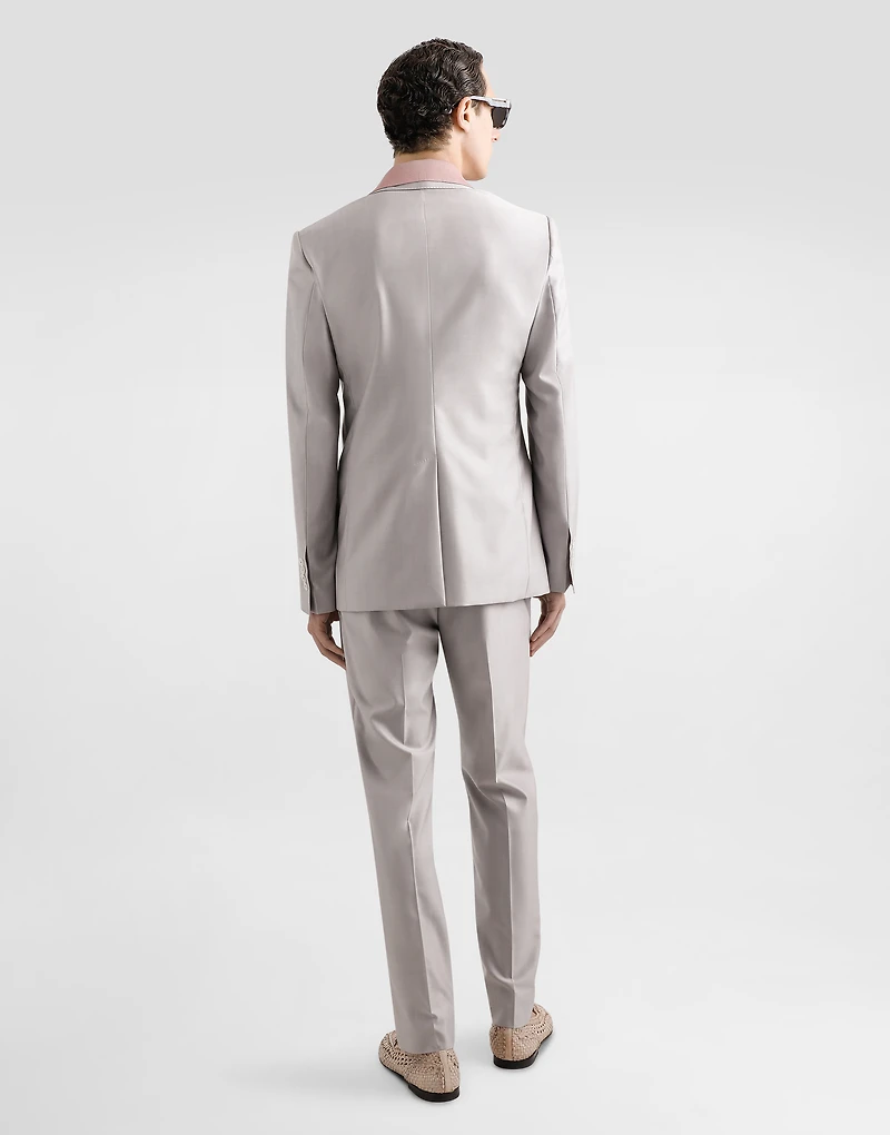 Deconstructed double-breasted wool and silk suit