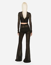 High-waisted flared chiffon pants