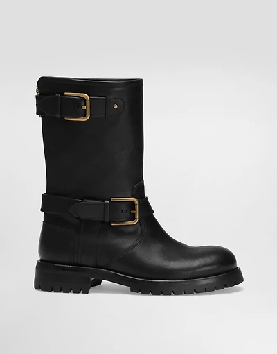 Calfskin biker boots