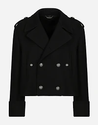 Short wool military-style coat
