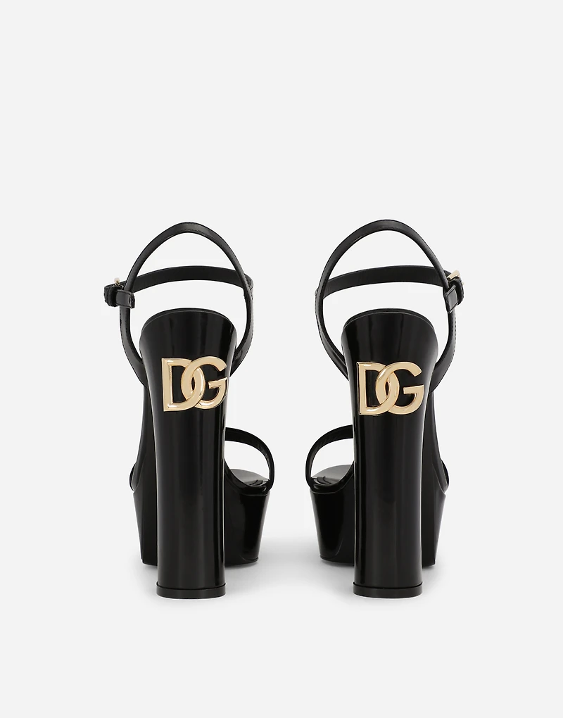 Polished calfskin platform sandals