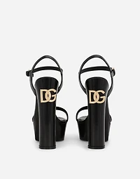 Polished calfskin platform sandals