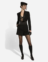 Wool gabardine tuxedo shorts