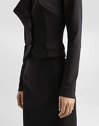 Technical cady calf-length pencil skirt