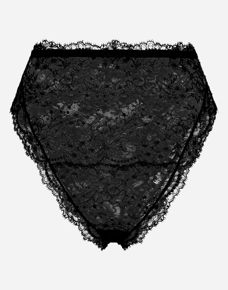 High-waisted Chantilly lace panties