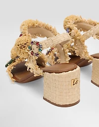 Embroidered sandal with fringes