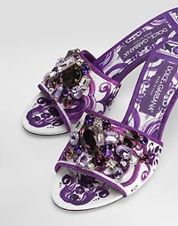 Brocade mules with jewel embroidery