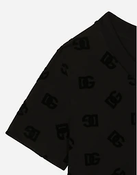 Jersey T-shirt with all-over flocked DG logo