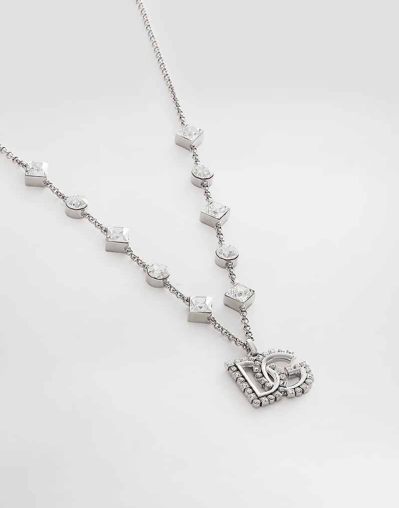 Fine link necklace with rhinestone-detailed DG logo and accents