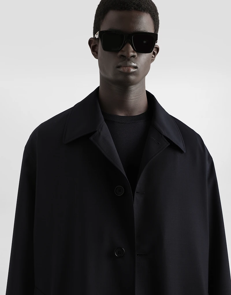 Single-breasted wool trench coat