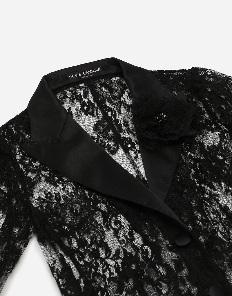 Floral lace jacket with satin details