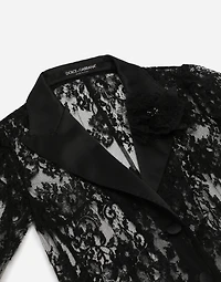 Floral lace jacket with satin details