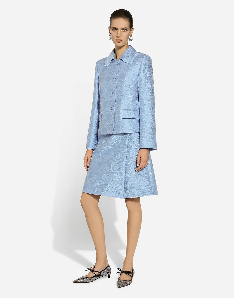 Single-breasted floral quilted jacquard Gabbana jacket