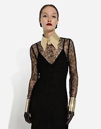 Chantilly lace fil coupé calf-length dress