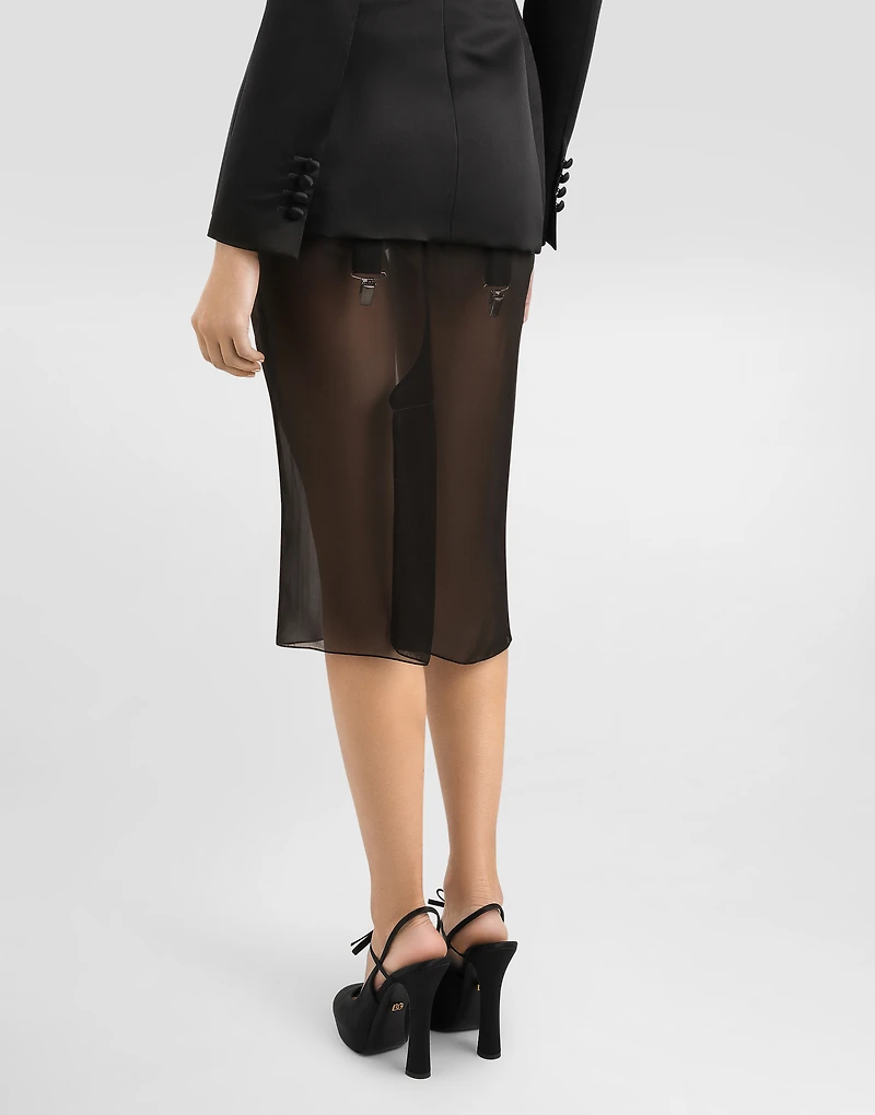 Chiffon voile calf-length skirt