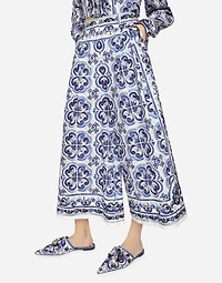 Majolica-print poplin culottes