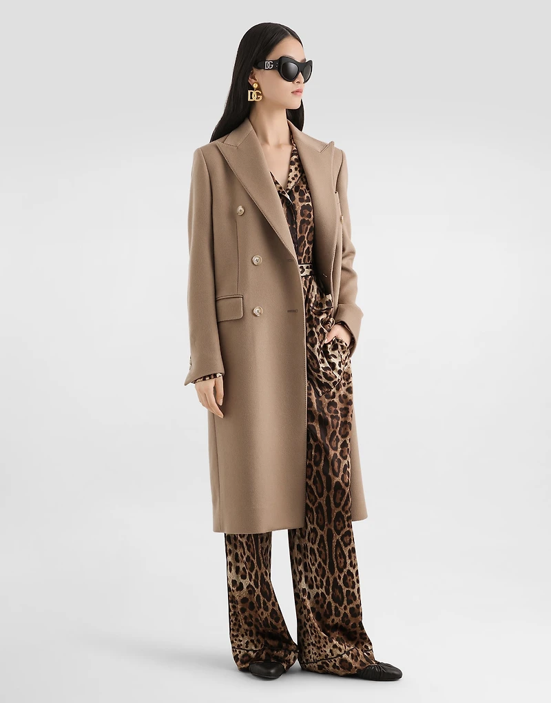 Leopard-print satin pajama pants