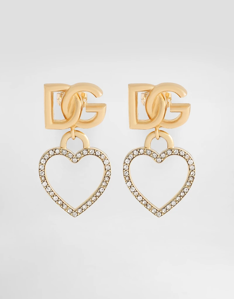 DG logo and heart stud earrings