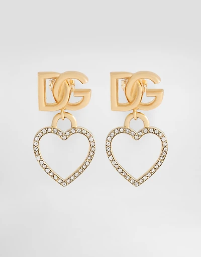 DG logo and heart stud earrings