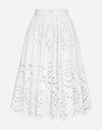 Cotton midi circle skirt with cut-out detailing