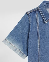Short-sleeved denim shirt