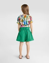 Cotton poplin top with floral print