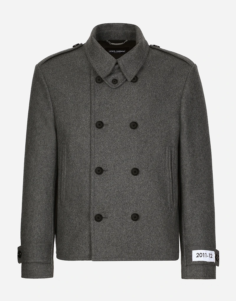 Double-breasted cashmere-blend pea coat