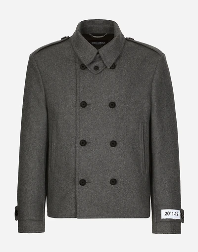 Double-breasted cashmere-blend pea coat