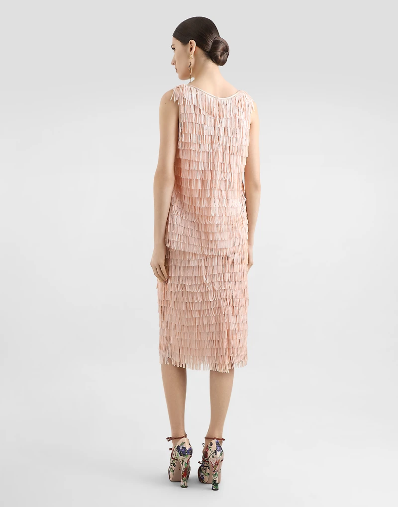 Sequined midi skirt with fringed embellishment