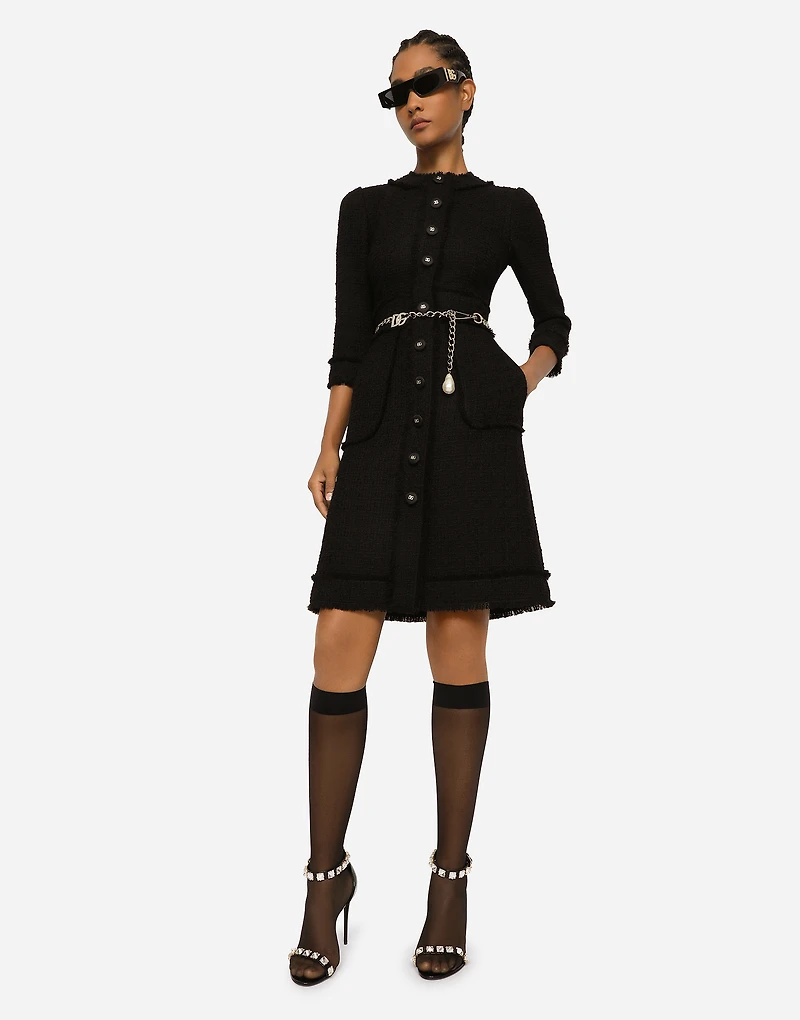 Raschel tweed midi dress