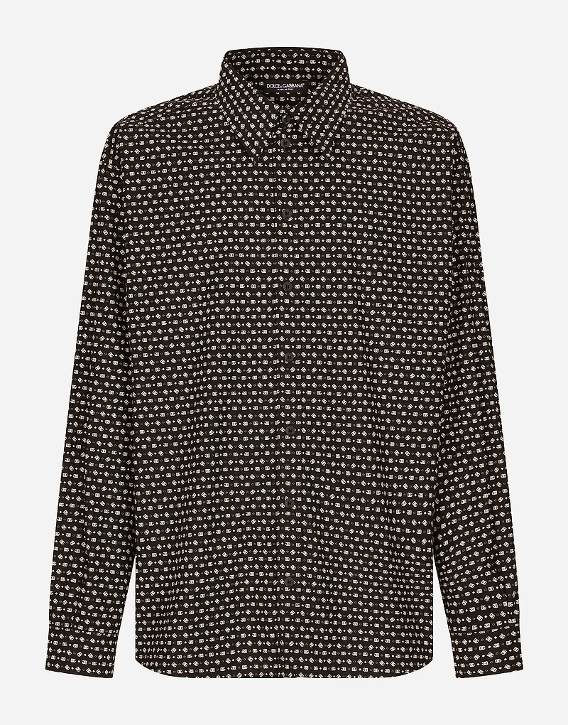 Oversize poplin shirt with DG logo print