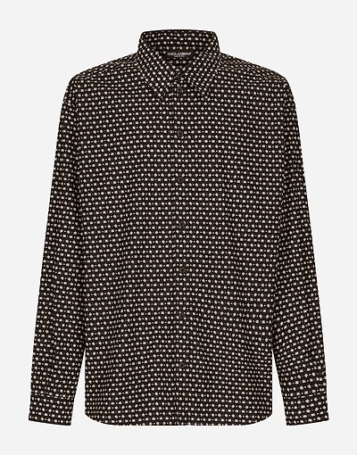 Oversize poplin shirt with DG logo print
