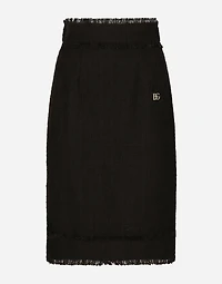 Tweed midi skirt with DG logo