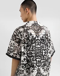 Majolica-print hawaii crochet lace shirt