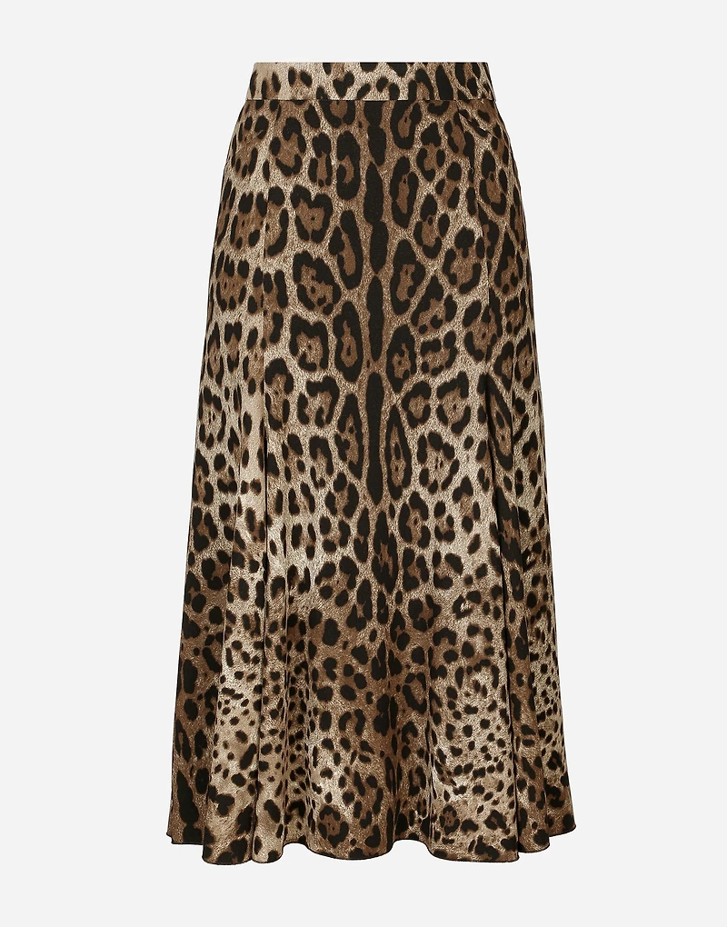 Leopard-print cady circle skirt