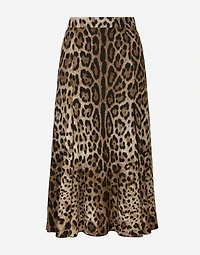 Leopard-print cady circle skirt