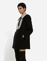 Short wool coat with lace details