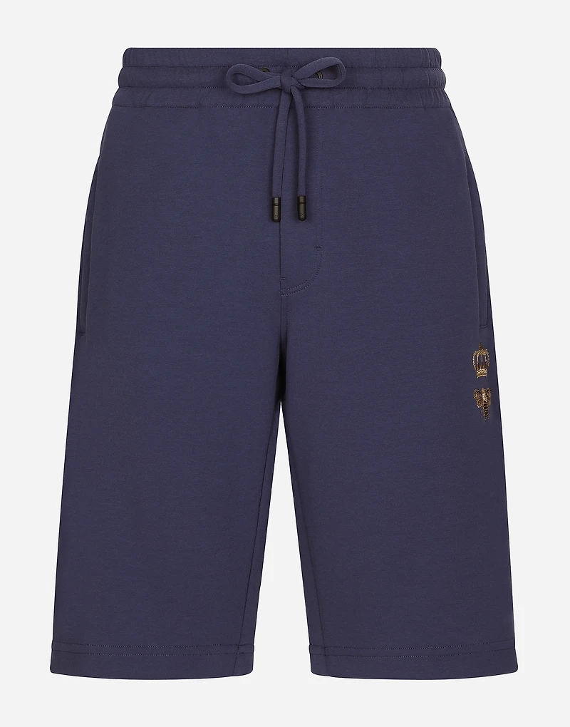 Jersey jogging shorts with embroidery
